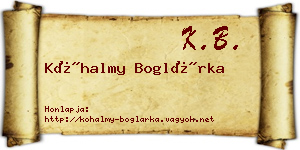 Kőhalmy Boglárka névjegykártya